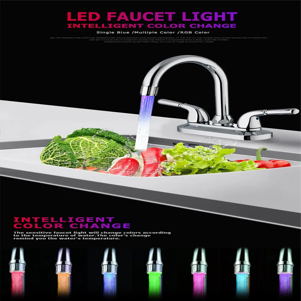 Grifo Glow Light Up Led Water Faucet Colorful Changing Temperature
