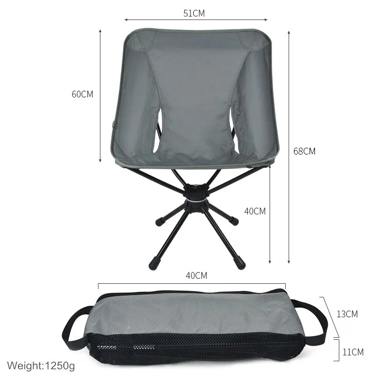 360 Degree Swivel Moon Chair  Outdoor Folding Chair Portable Fishing Camping Chairs Foldable BBQ Picnic Stool Relax Chair