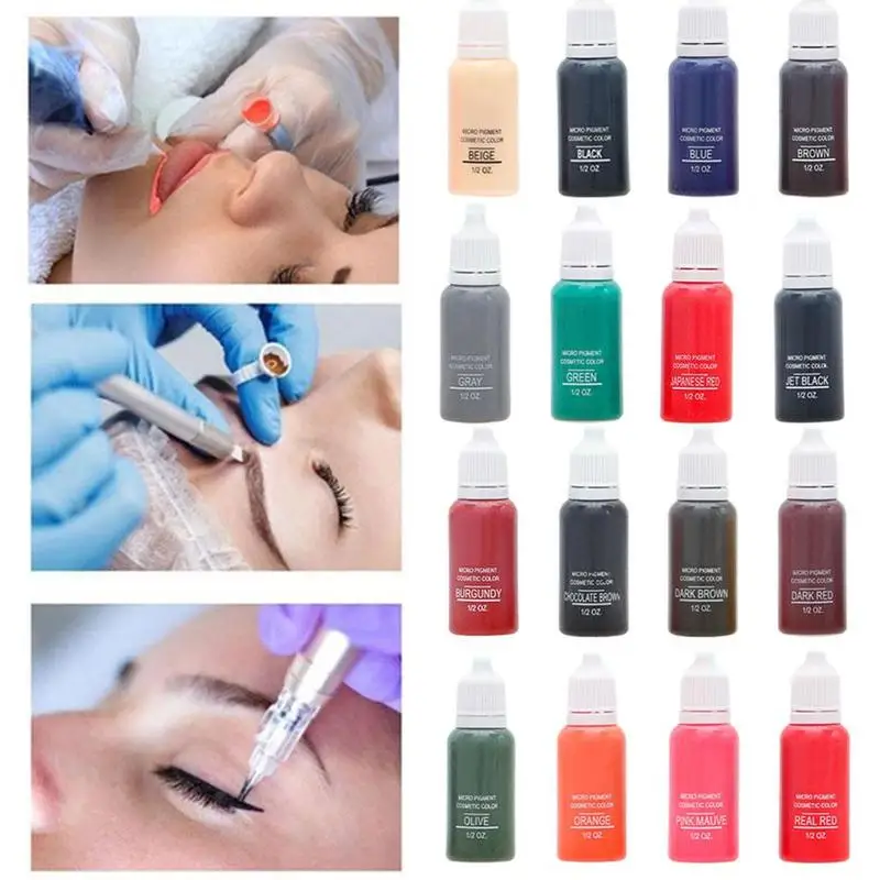 

23 color 15ml/bottle Permanent Makeup Color Natural Eyebrow dye Plant Tattoo Ink Microblading Pigments For Tattoos Eyebrow Lips