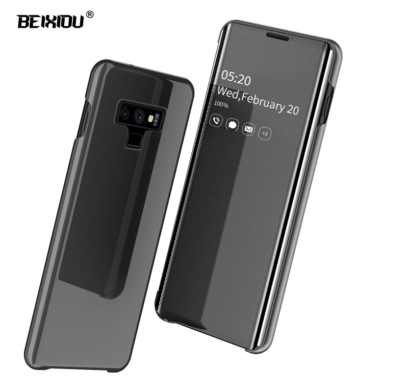 Зеркальный умный чехол для samsung Galaxy Note 10 9 8 прозрачный зеркальный