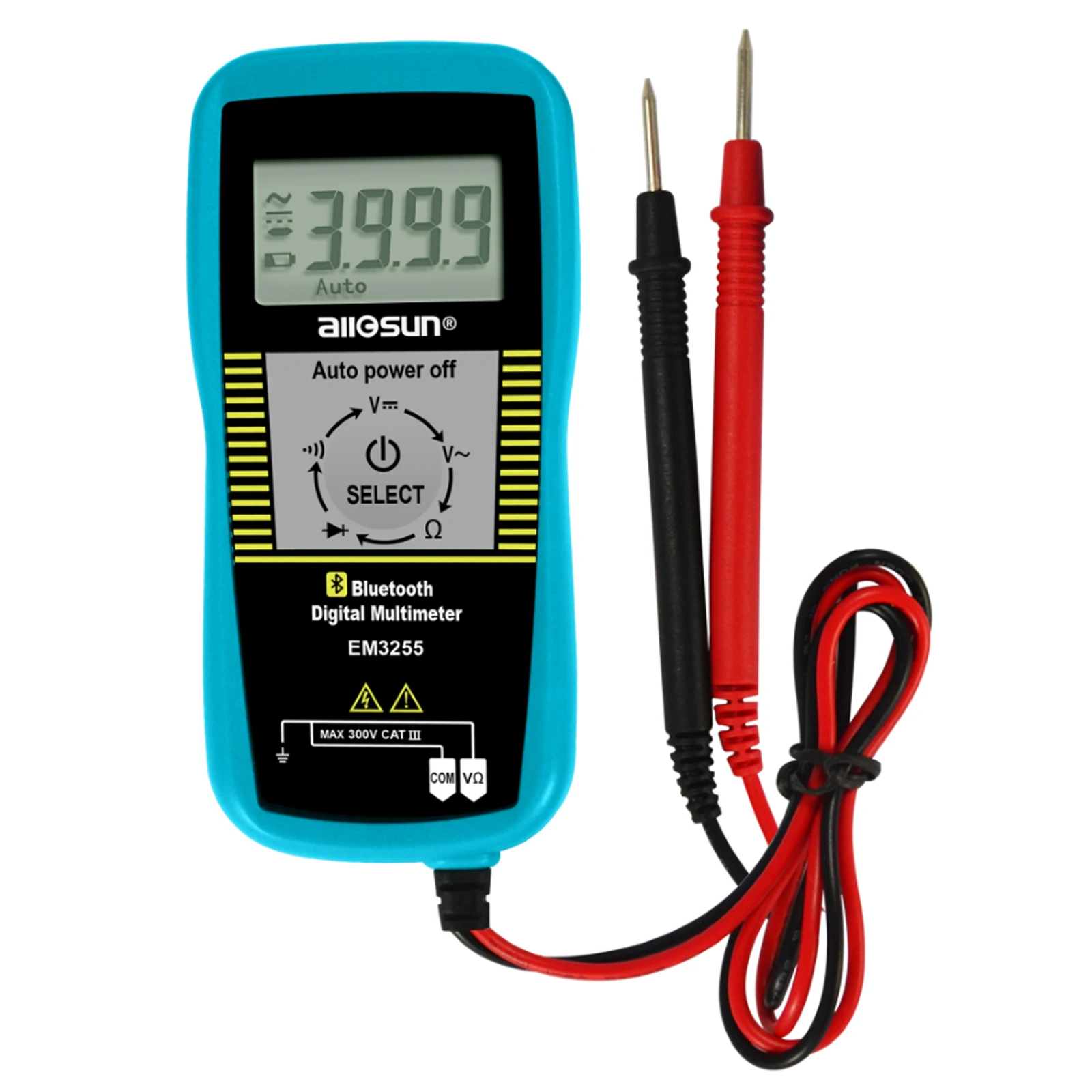 Pocket Auto Digital Multimeter Bluetooth-Compatible Measure DC and AC Voltage, Resistance, Diode and Continuity All-sun EM3255