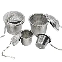 Корзина для заваривания листьев чая из нержавеющей стали, держатель фильтра для заварки с цепочкой