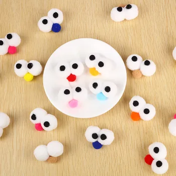

wholesale Lovely Fluffy Soft Pom Poms Eyes White Mini Pompoms Ball For Kids Hair Clip Accessories DIY Children Toys Accessories