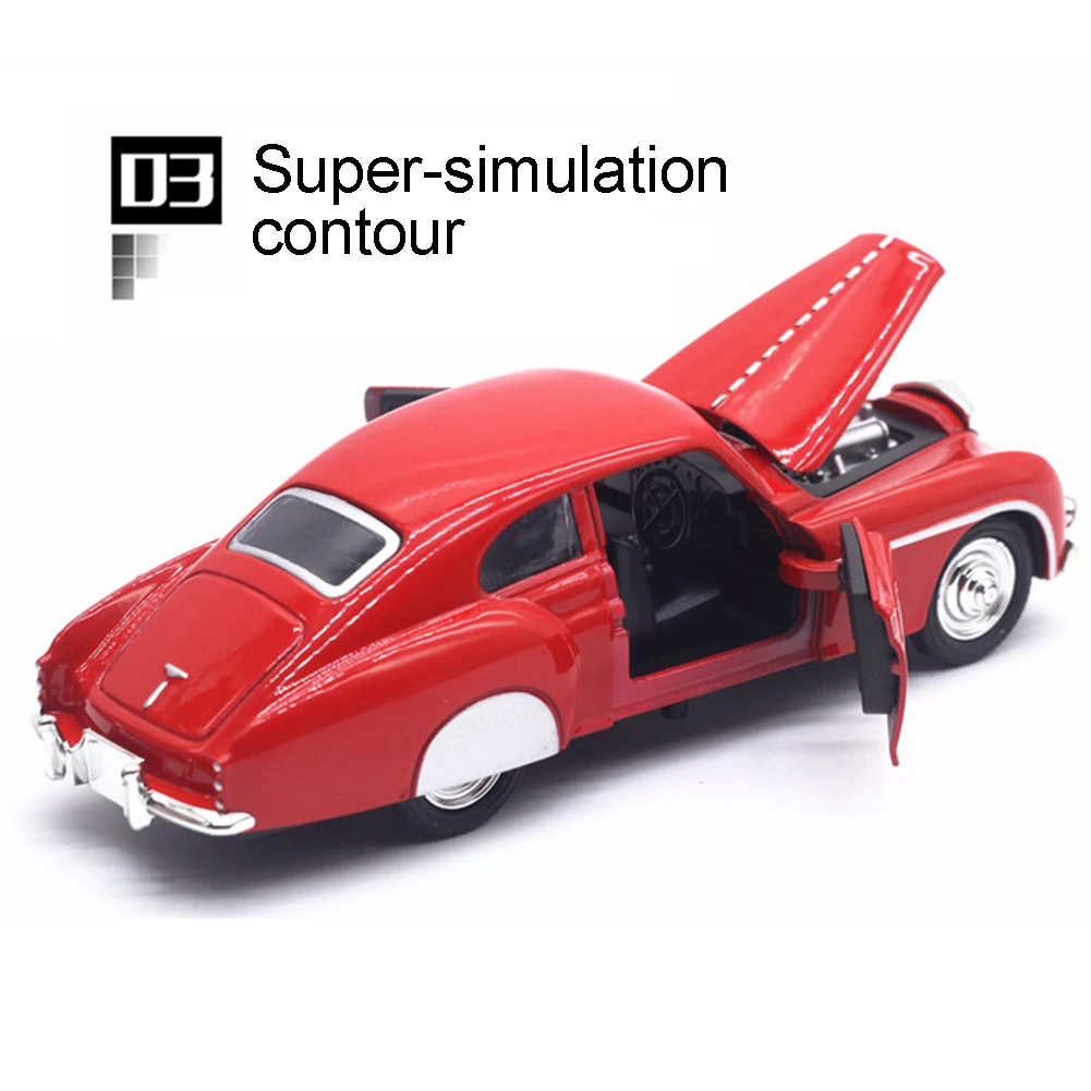 Литая под давлением винтажная модель автомобиля вытяжной автомобиль со звуком светодиодный детский игрушечный настольный декор со звуком