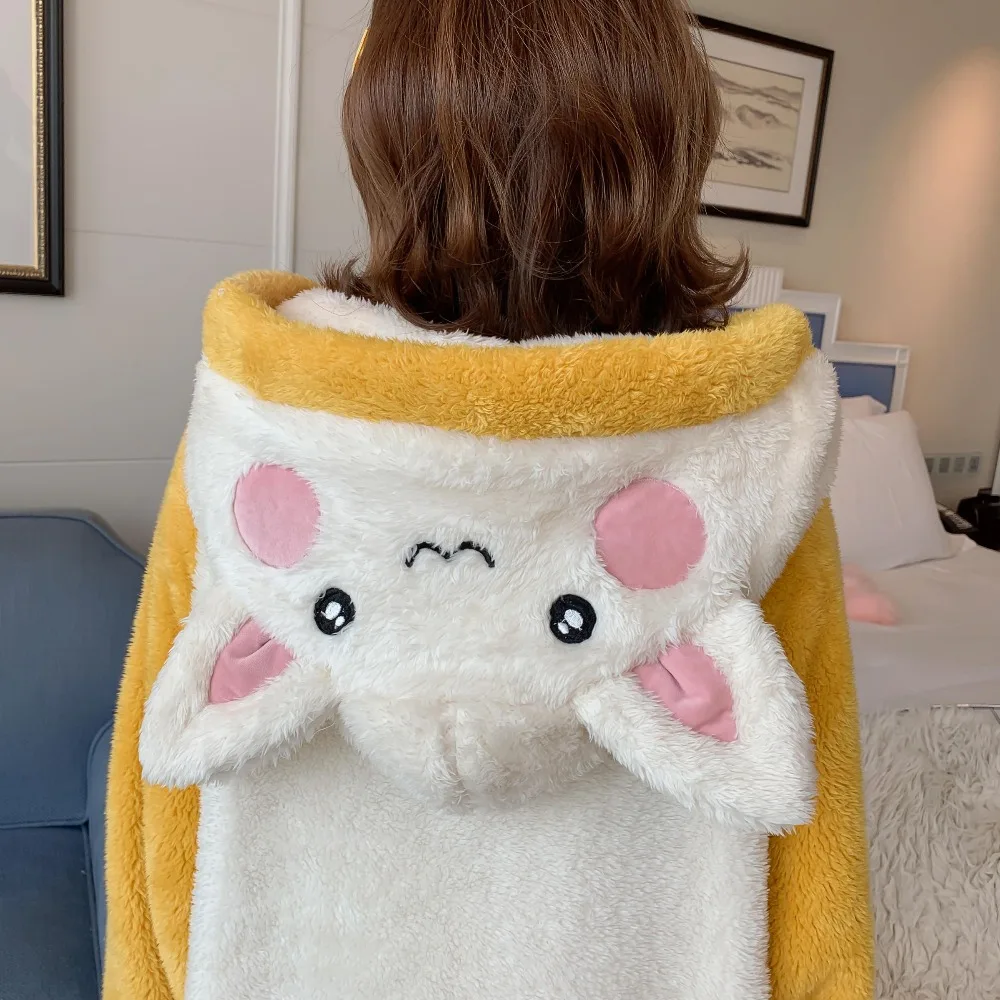 Мягкая Фланелевая пижама "Для женщин халат звезды кимоно халаты для девочек зимняя Ночная рубашка на пуговицах, со шляпой одежда для сна; банные Ночное платье подружки невесты