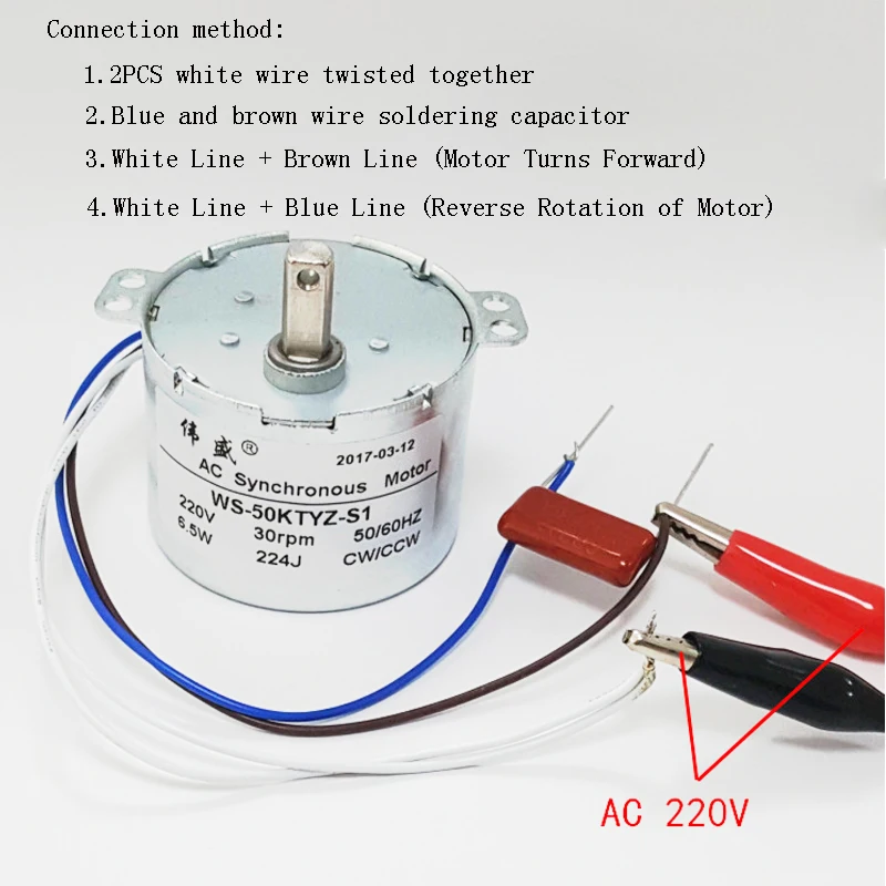 50 permanent Z постоянный магнит синхронный двигатель 220V AC мотор 6W положительный и отрицательный управляемый редуктор низкая скорость микро mot