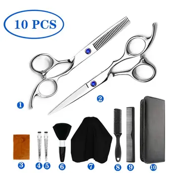 

2020 New 5/10pcs Professional Hair Cutting Scissors Set Shears Razor Comb Clips Cape Kit