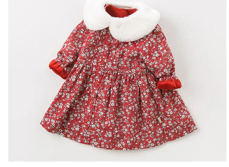 DB11589 dave bella/зимнее платье принцессы с милым мехом и бантом для маленьких девочек детское модное праздничное платье детская одежда в стиле «лолита»