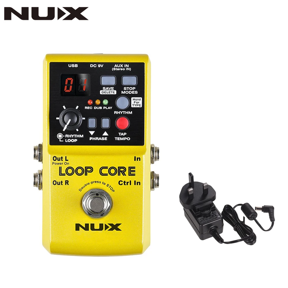 UK Plug NUX петля Core Looper гитарный эффект педаль 6 часов время записи 99 пользовательских памяти барабаны узоры коснитесь темп бесплатный адаптер питания - Цвет: UK Plug