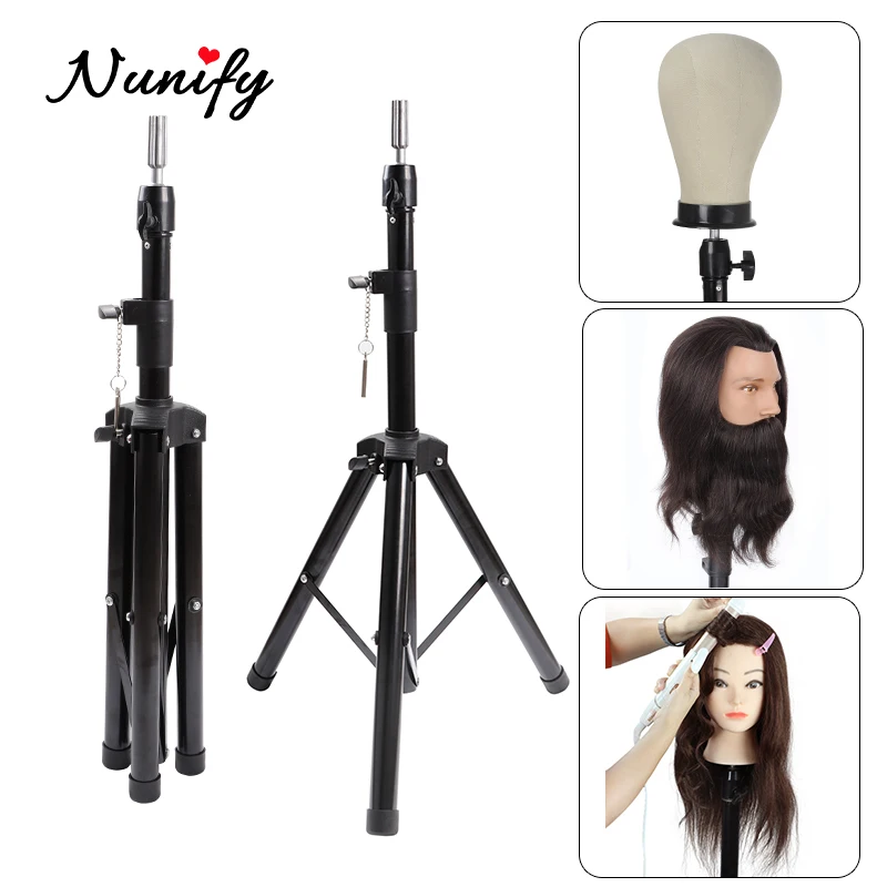 Folding Wig Stand Adjustable Tripod Stand Hairdressing Training Mannequin  Head Holder Clamp Hair Styling Practice