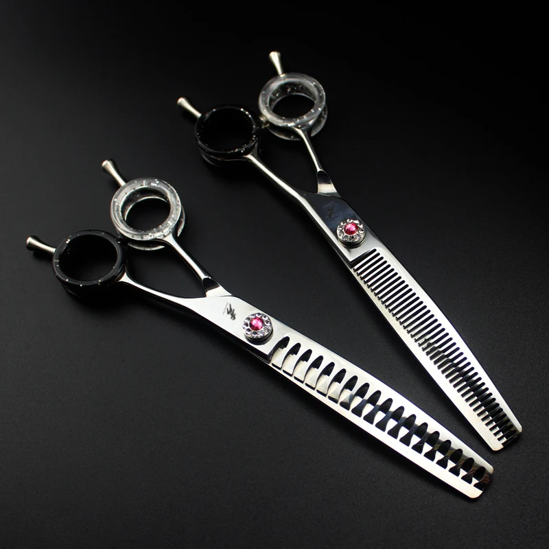Scissors tipo de Aço Lidar com Material Polegada Hairdressing Inoxidável Número Modelo Tamanho Lâmina Material Dentes Comprimento Total 7.0 Pet 4 Tesouras de cabelo