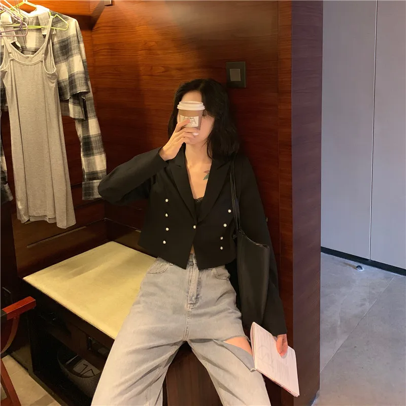 

Small Suit WOMEN'S Coat 2019 Autumn Clothing New Style Korean-style Slim Fit Casual Long Sleeve Suit Short WOMEN'S Top Fashion