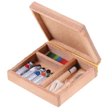 1:12 коробка для рисования кукольного домика, мини-коробка для покраски, пигментные палочки, детали для кукольного домика, Миниатюрные аксессуары