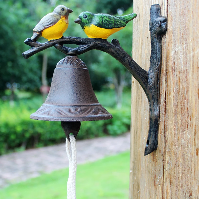 

Iron Cast Door Bell - Birds Flock Door Chime - Wall Mounted Front Door Bell for Farmhouse, Garden, and Front Yard - Brown