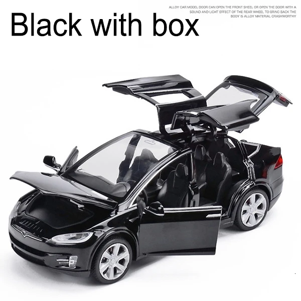 1:32 Tesla модель X90 сплав Diecasts модель автомобиля Высокая Имитация металлические транспортные средства автомобиль оттягивание 6 открытая дверь игрушки для детей Подарки - Цвет: Black with box