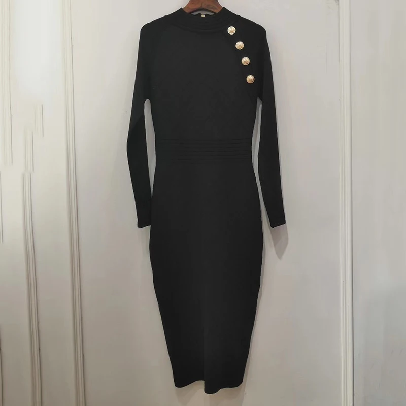Turtleneck Women Long Sleeve Split Hem Sweater Dress Women Casual Slim Autumn Winter Dress Female black and Knitted Dress
