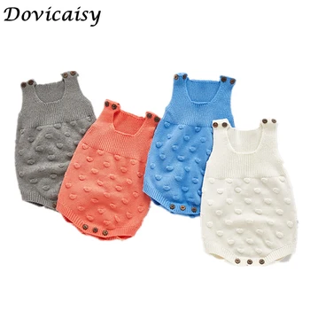 

New Winter Baby Clothes Autumn polk dot Knit Wool Jumpsuit Romper Covered Button Roupa Infantil Outfit