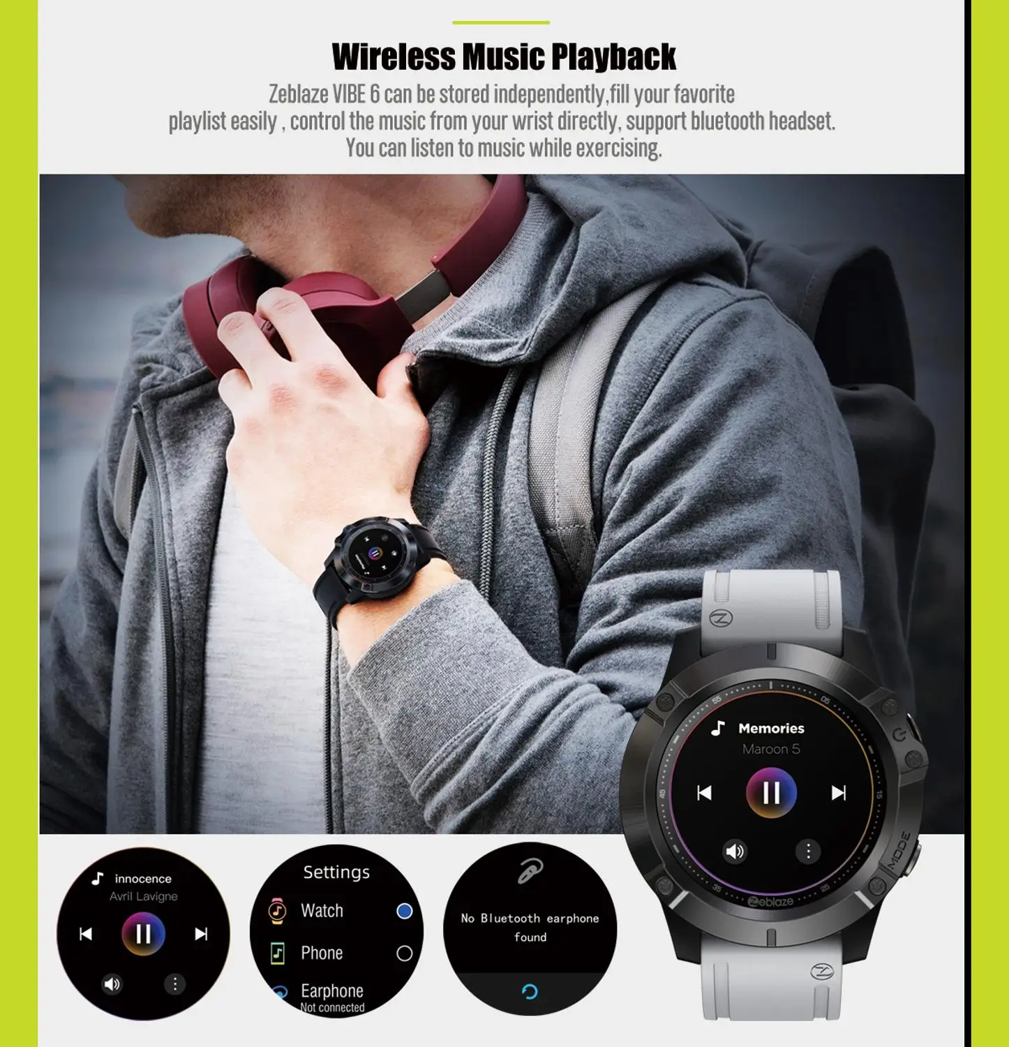US $40.19 New Zeblaze VIBE 6 Smart watch Music Player ReceiveMake Call Heart Rate 25 days Battery Life smartwatch 2020 sport watch