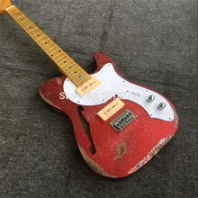 New electric guitar, metal red, large particle silver powder, glitter silver powder, white pearl plate, free shipping