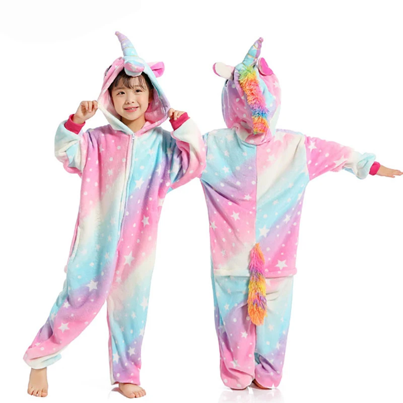 Kigurumi/Пижама с единорогом для мальчиков и девочек; фланелевая детская пижама в стиле Стич; комплект одежды для сна с животными; зимние комбинезоны; цельная Пижама - Цвет: Pikachu