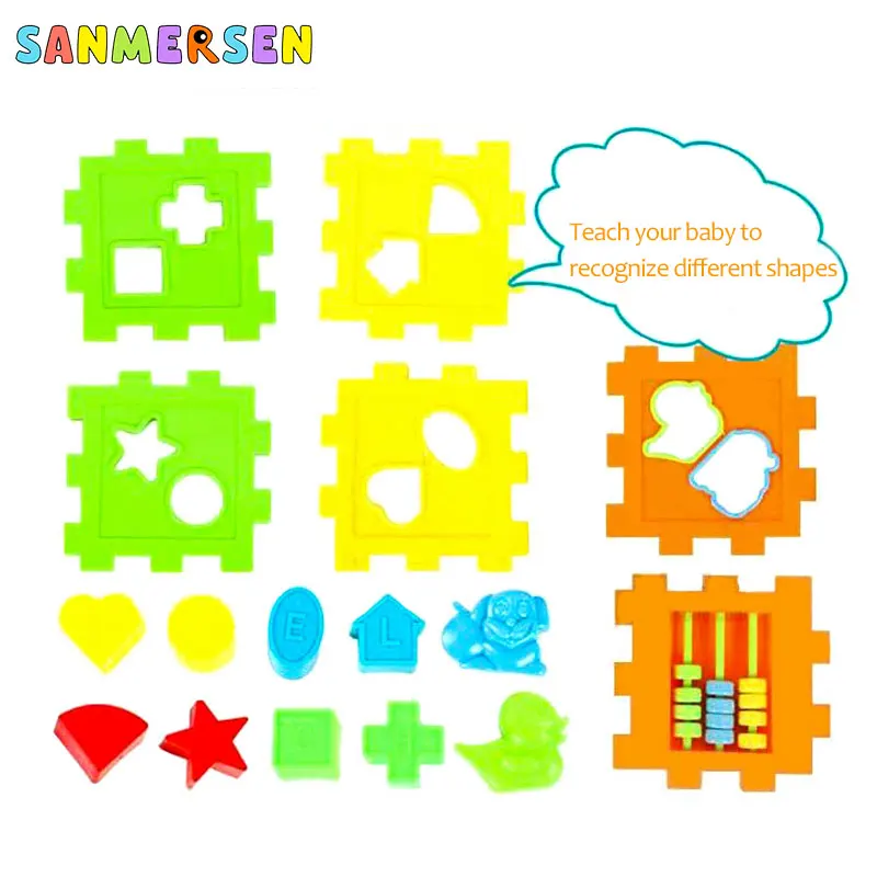 16 шт./компл. детские головоломки строительные наборы игрушки ABS пластиковые кирпичи цветная форма Развивающий Пазл дети интеллект Развивающие игрушки