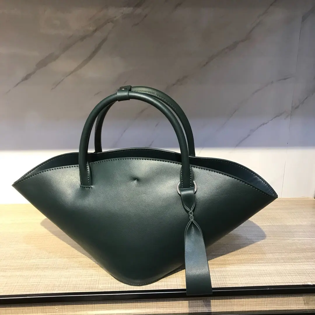 Корзина, сумка, две композитные сумки, натуральная коровья кожа, высокое качество, известные дизайнеры, женская сумка на плечо, подиум, шоу - Цвет: green