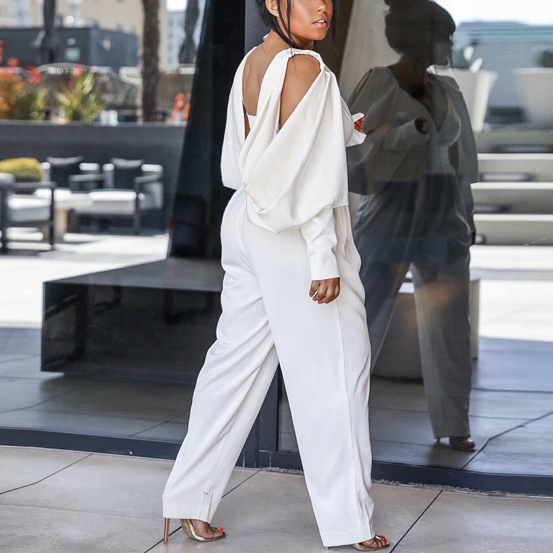 Women Elegant Long Sleeve V Neck Jumpsuit OL Classy Workwear Streetwear High Waist Long Overalls Jumpsuits Women Elegant Long Sleeve V Neck Jumpsuit OL Classy Workwear Streetwear High Waist Long Overalls Jumpsuits