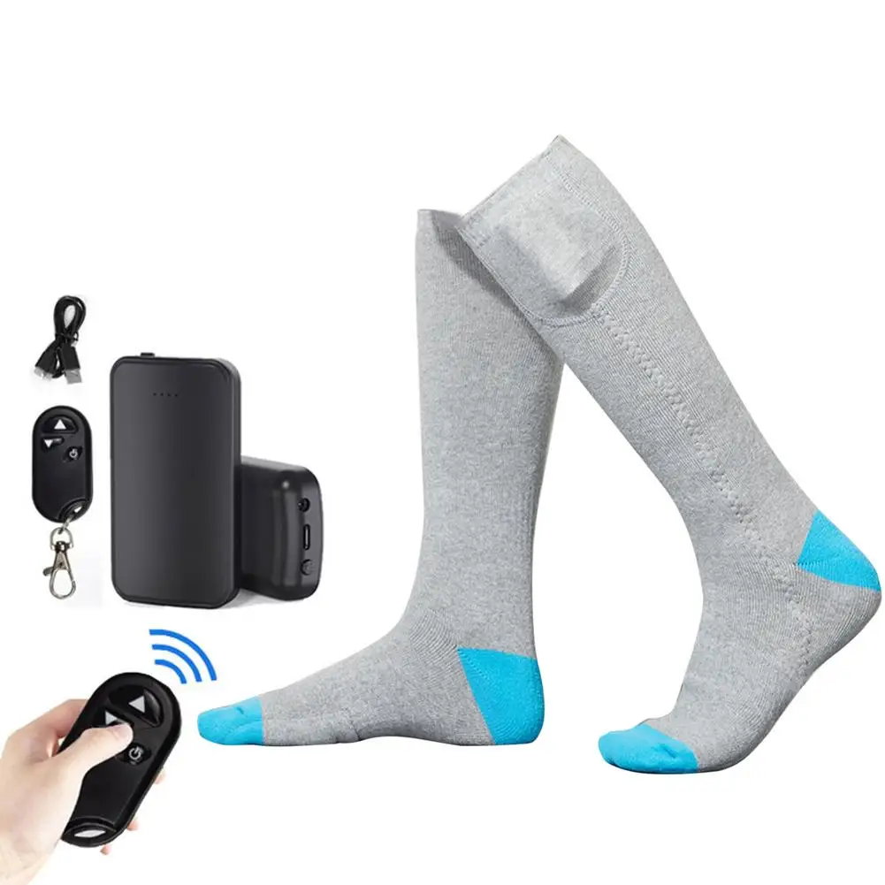 Calcetines térmicos eléctricos con Control remoto para exteriores, calcetines térmicos recargables por USB, ajuste de 3 temperaturas, Invierno