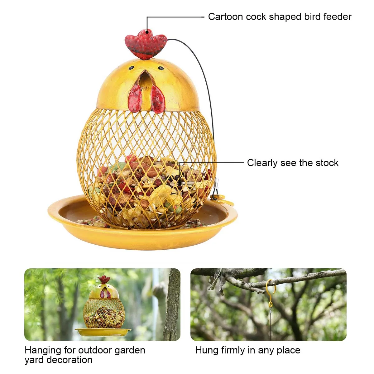 Cock Shaped Wild Bird Outdoor Garden Feeder