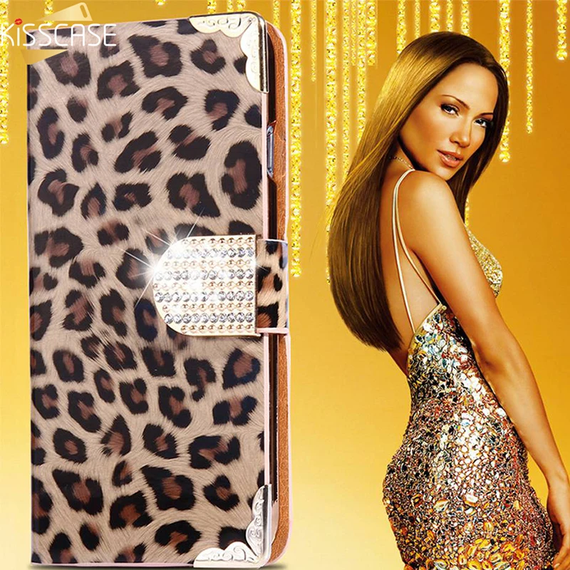 

KISSCASE Luxury Leopard Pattern Phone Case For Samsung S8 Plus Cover Diamond Flip Cover For Samsung S7 S7 Edge S6 S6 Edge Coque