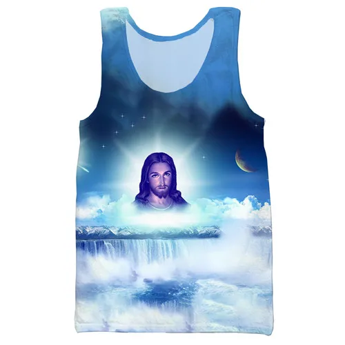 Religion Jesus 3D Печатный унисекс Топ на бретелях для мужчин модный крутой летний топ на бретелях для работы Мужские Женские топы топ на бретелях - Color: 4