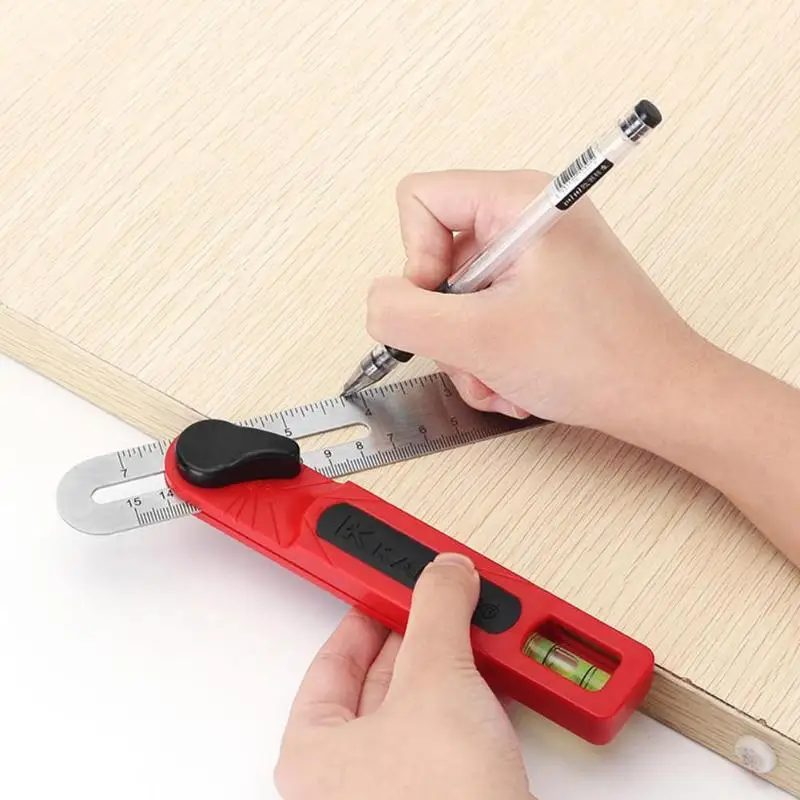 Carpenter Scriber угловая линейка штриховая строчка деревянный манометр прочная запирающая застежка Т-образная линейка; Деревообработка измерительный инструмент 186*23*16 мм