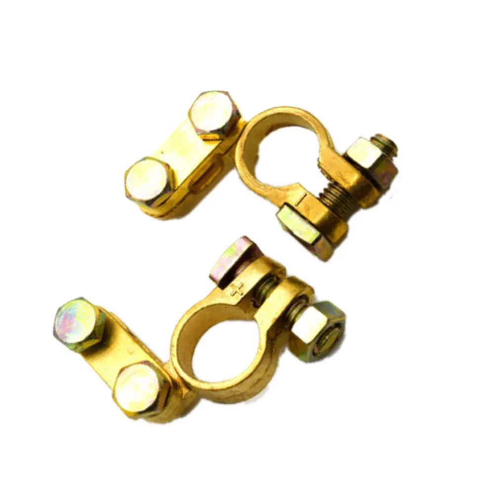 1 Pair Auto Car Replacement Battery Terminal Motorcycle Clamp Clips Brass Connector Adjustable Conductive Caps