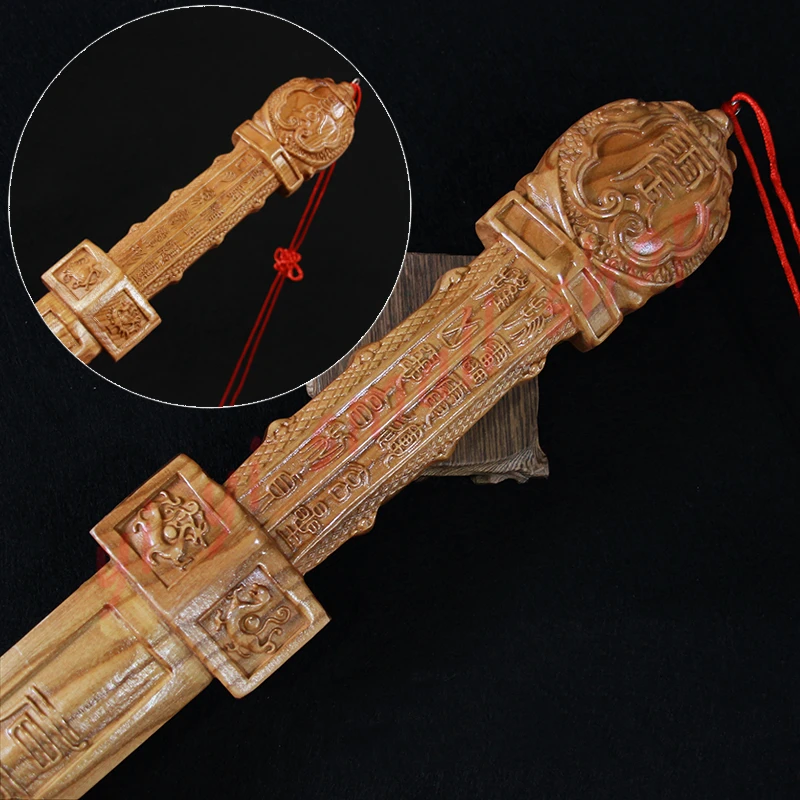 Peach wood seven star sword lacquerless log integrated five thunder sword Taoist Xuanyuan base sword Taoist magic ornament