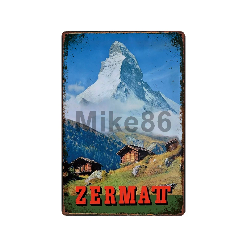 [Mike86] катание на лыжах Valais Zermatt DAVOS путешествия снег металлический знак винтаж рисунок на железной поверхности в стиле ретро плакат искусство 20*30 см LT-1837 - Цвет: GLC-14227