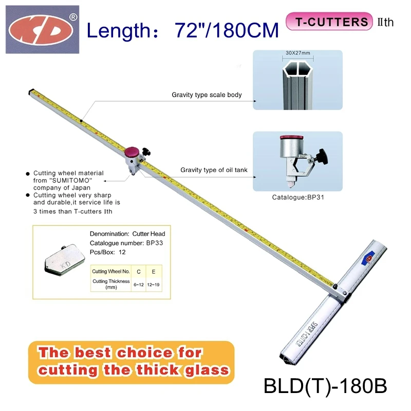 KD(BP33) T Cutter head 6~12MM/12~19MM For KD-BLD(T)-B Speed T Shaped Oil Filled Glass Cutter