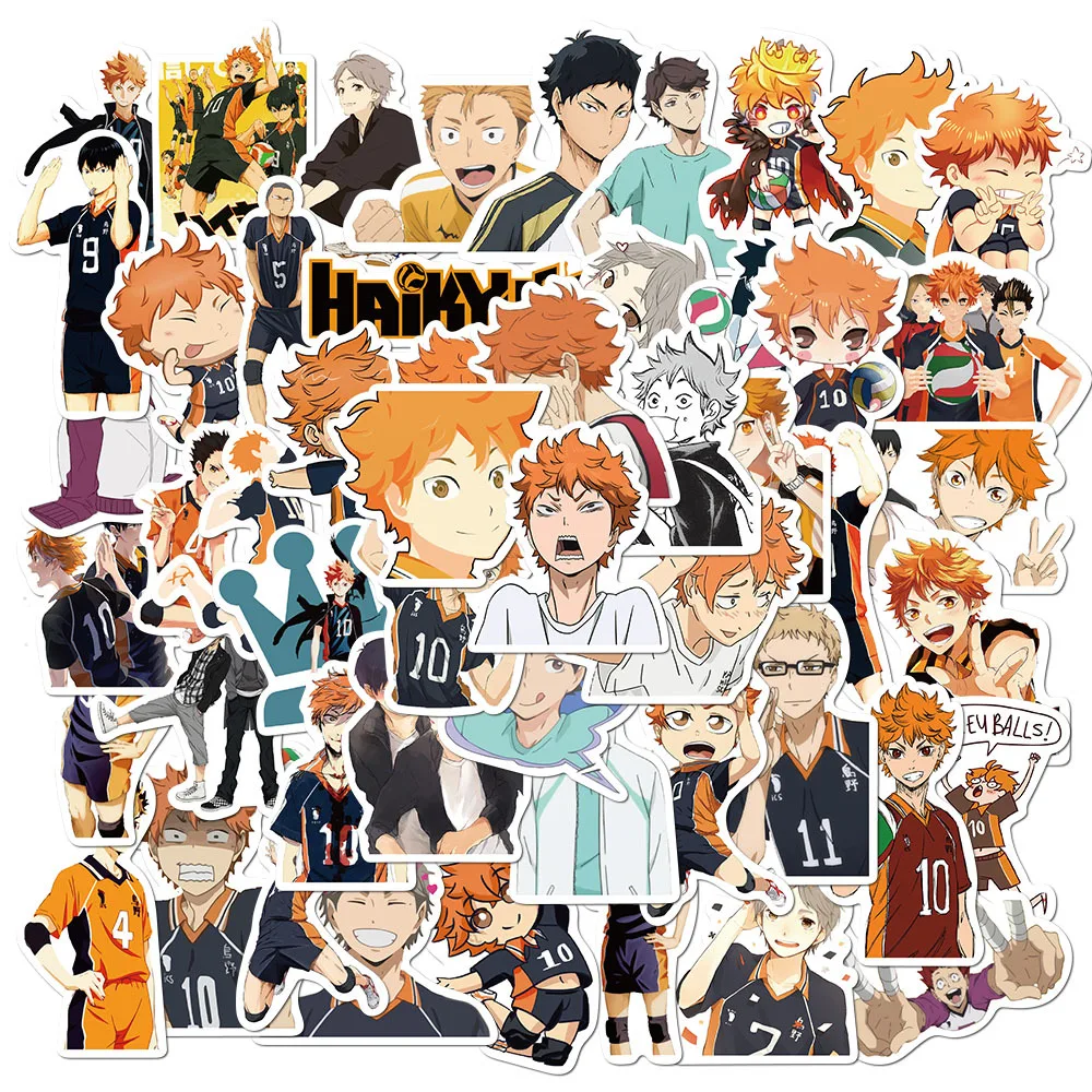 Nuevo  ¡50 Uds Anime tee! Haikyuu-Paquete de pegatinas para ordenador portátil, maleta para guitarra, monopatín, PS4, juguete de voleibol, pegatina para adolescentes y5Kq113V7