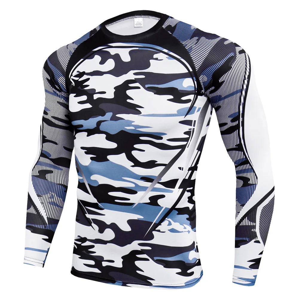 Тренировочный компрессионный комплект футболка для мужчин фитнес спортивный костюм тренажерные залы тугие рубашки Спортивная тренировка для бегунов футболка для мужчин ММА