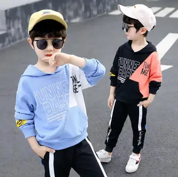 

Children's wear 2020 spring and autumn wear new color contrast long-sleeved boys hoodie hoodie large children's monogram jacket