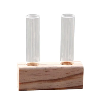 

Practical Crystal Glass Test Tube Vase Flowers Plants hydroponic Planter+ Wooden Stand Creative Home Decor Vases