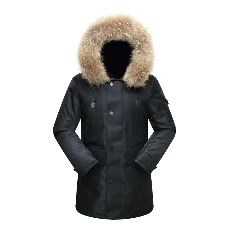40 градусов Цельсия теплый мех с капюшоном утиный пух куртки для мужчин высокого качества, непродуваемый пуховик мужские зимние куртки-пуховики Большие европейские размеры