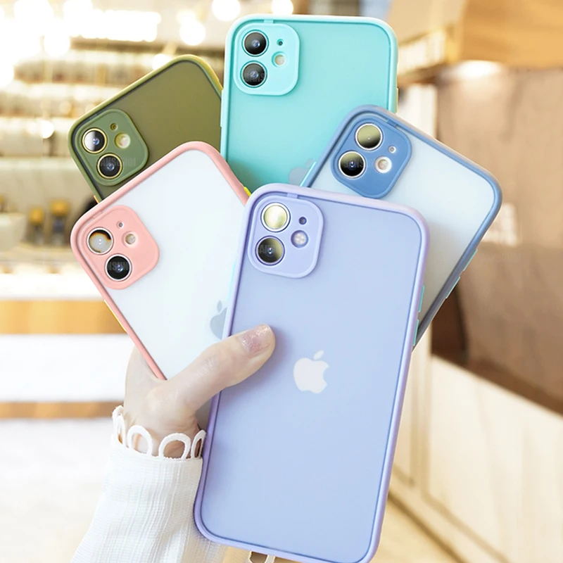 

Shockproof Phone Case Back Cover For iPhone 12 Pro Max X XS Max XR 11 pro Luxury Translucent Case For iPhone 8 7 6 6s Plus Case
