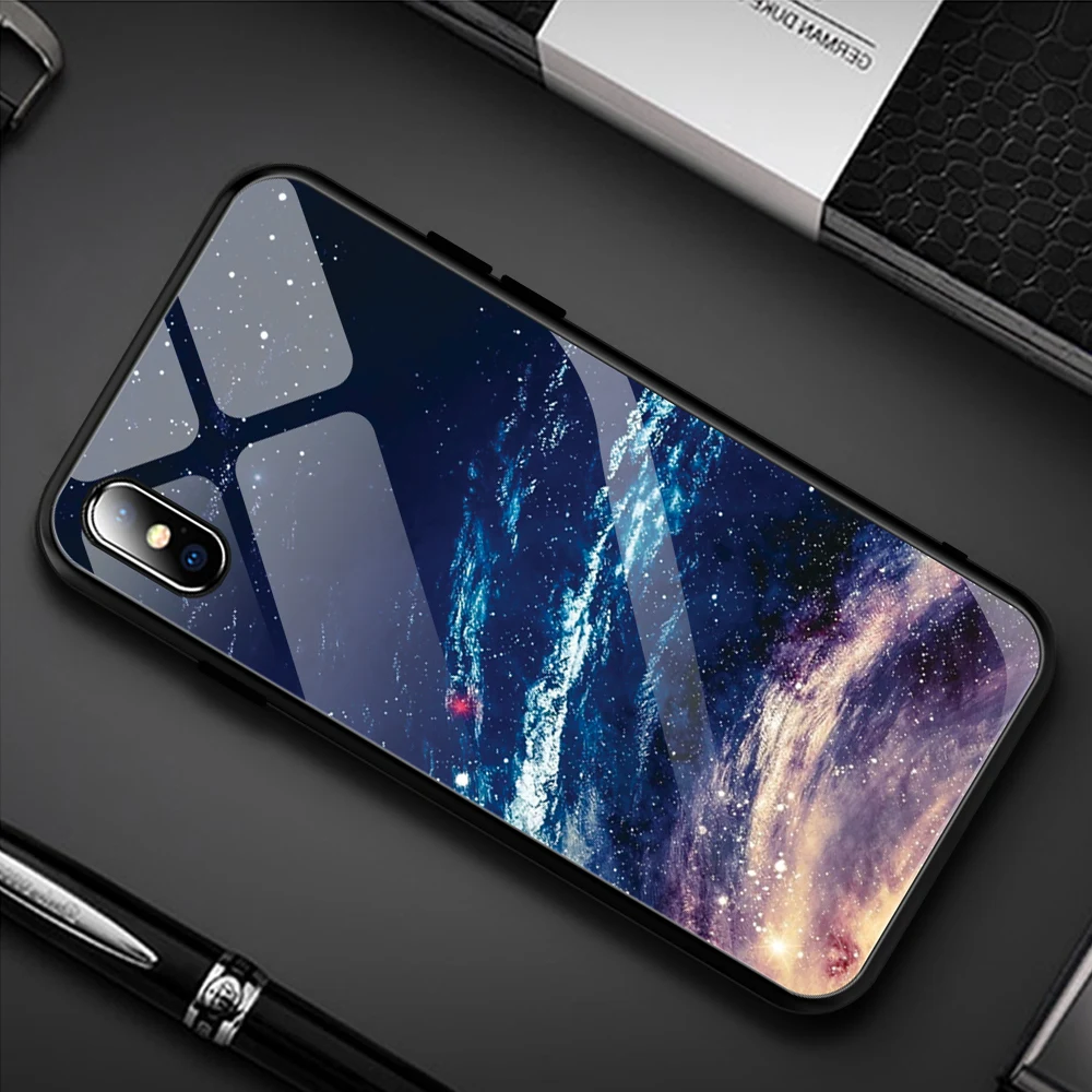 Чехол для iPhone XS MAX XR 6 6S 7 8 Plus прозрачные чехлы для телефона из закаленного стекла с узором чехол для iPhone XS Max XR 10 Ультратонкий чехол