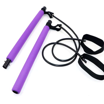 

Yoga Pilates Bar Kit Exercise Resistance Band Portable Pilates Stick Muscle Toning Bar Home Gym Pilates with Foot Loop