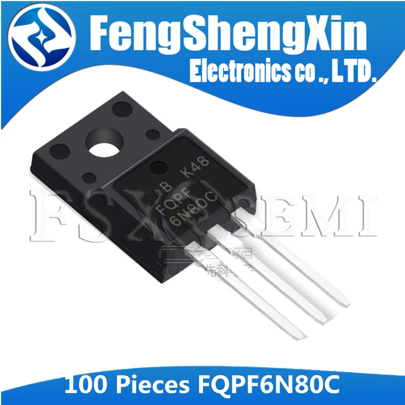 

100PCS FQPF6N80C TO-220 6N80C 6N80 TO220 FQPF6N80 TO-220F MOSFET transistor