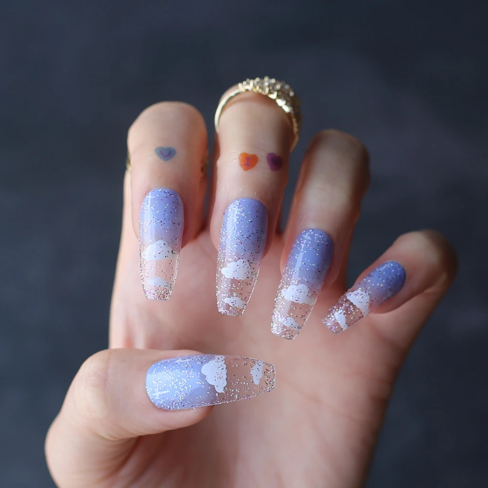 Starlit Blue Ombre Nails