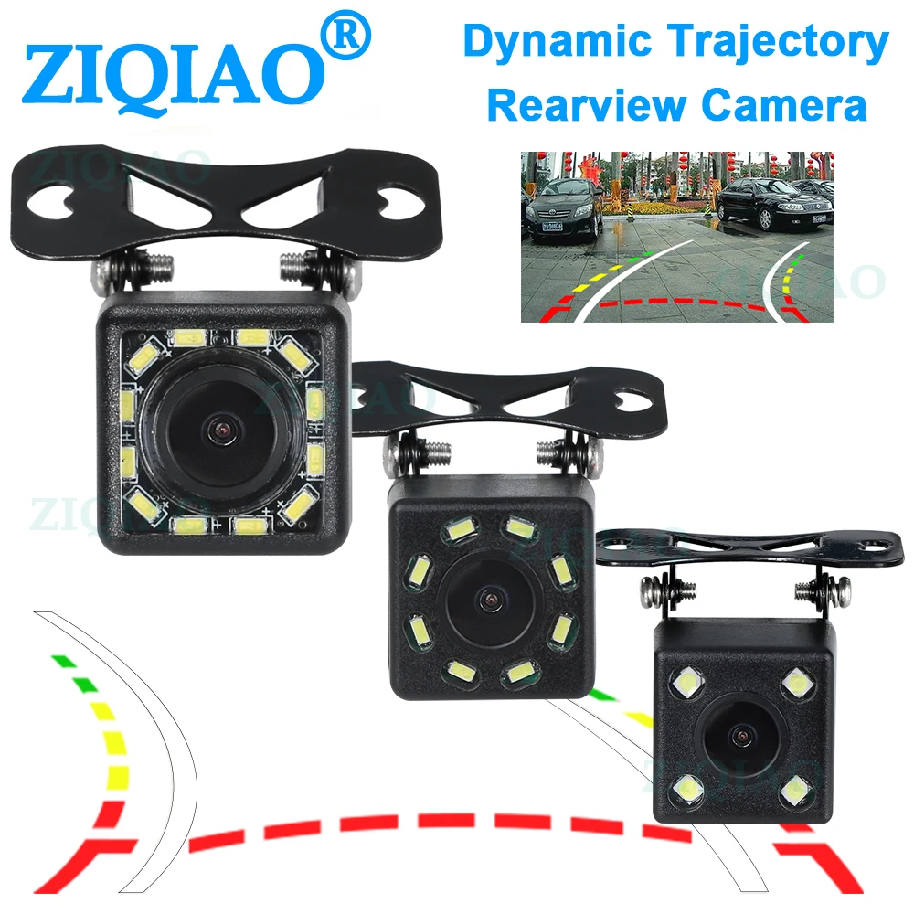 ZIQIAO Car Parking Rear View Camera HD Universal Dynamic Trajectory Guide Line Reverse Camera HS069