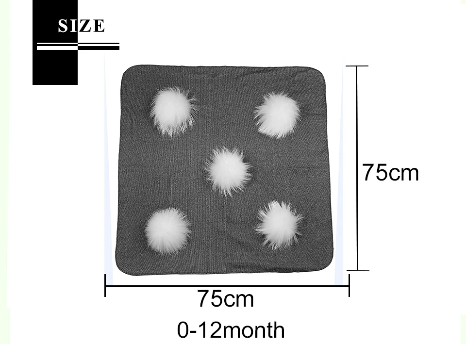 Очаровательное деревянное милое детское Пеленальное покрывало для сна с помпоном из натурального меха на зиму 13 см