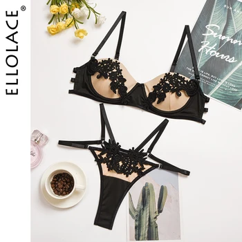 

Ellolace Underwear Set Women Lingerie Lace Patchwork Lingerie For Women Sexy Bra and Thong Underwear Women Sexy Lingerie Set