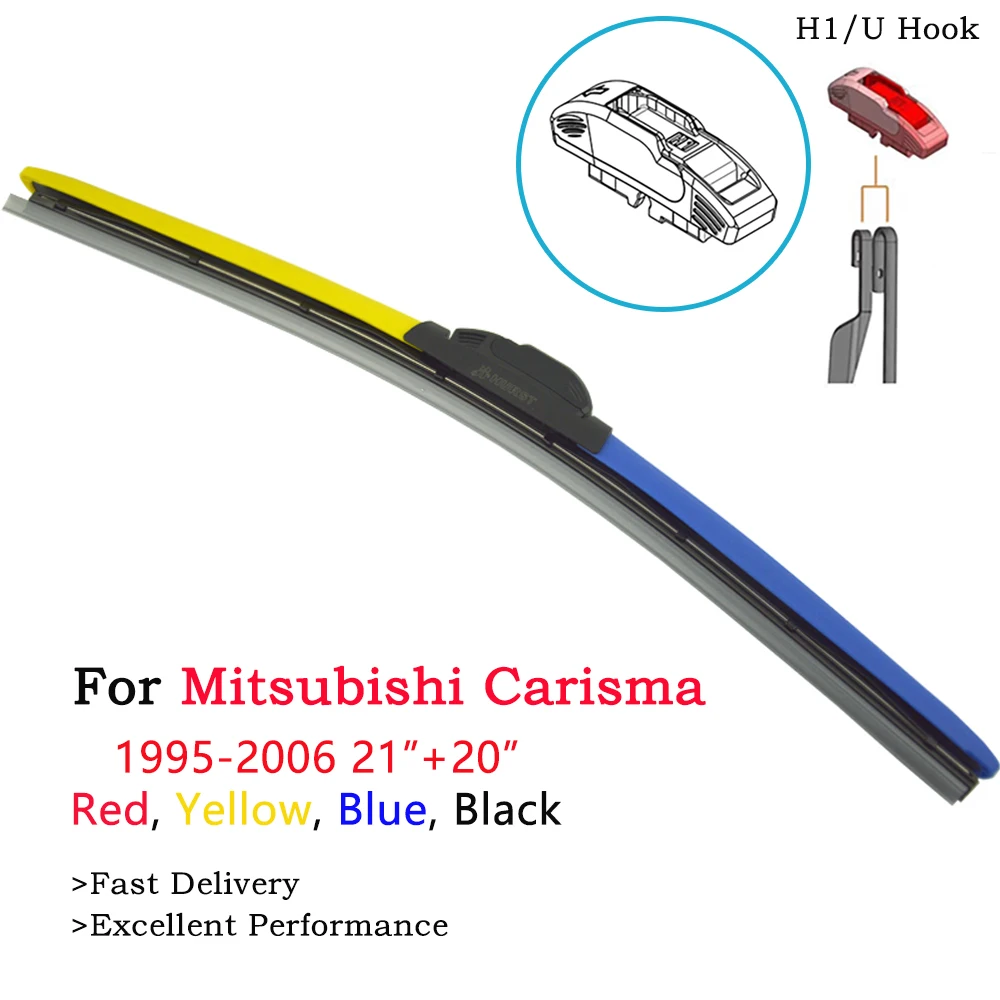 

HESITE Colorful Hybrid Wiper Blades For Mitsubishi Carisma 1997 1998 2002 2003 2pcs Front Windshield Universal Wipers 21"+20"